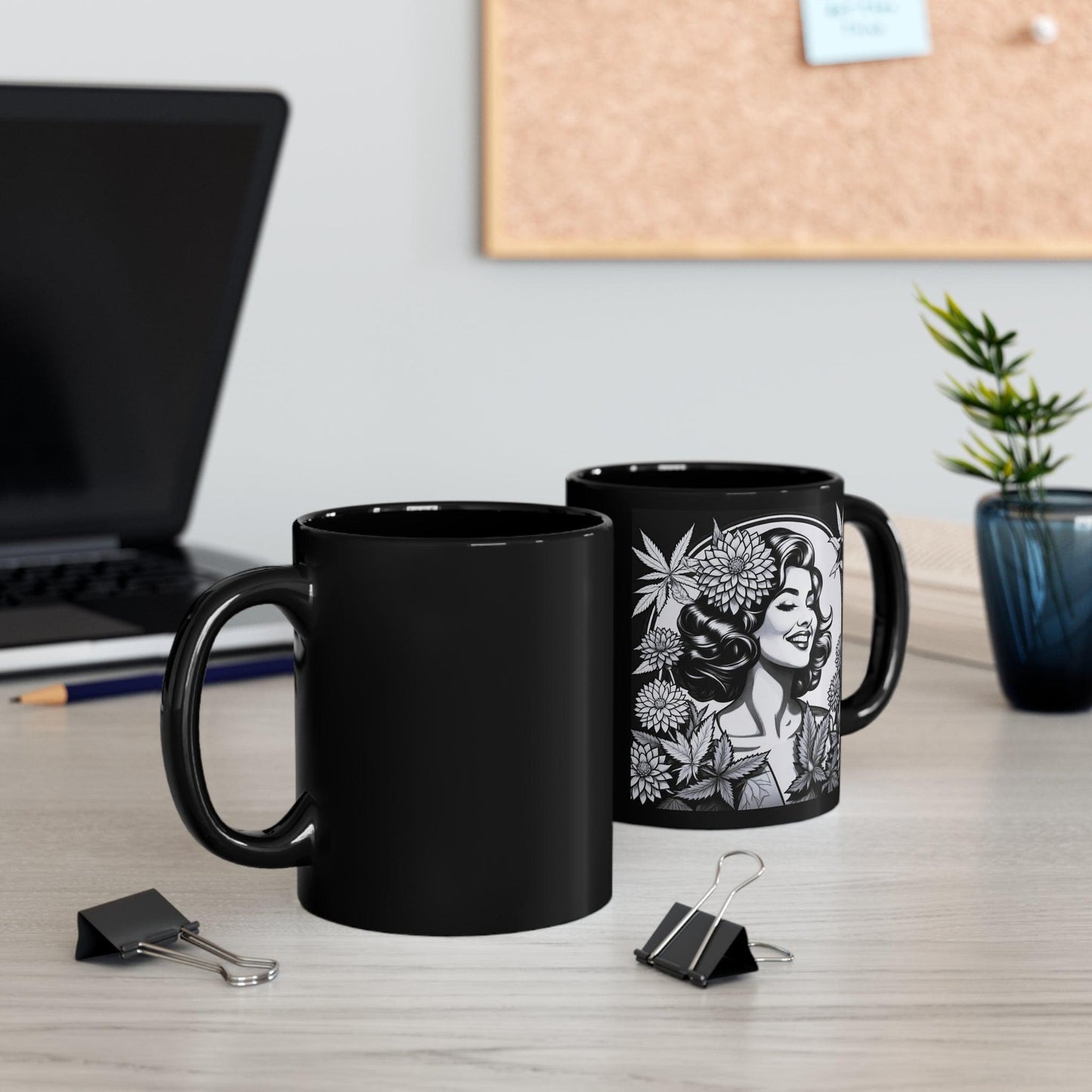 B&W Vintage-Inspired Coffee Mug, 11oz