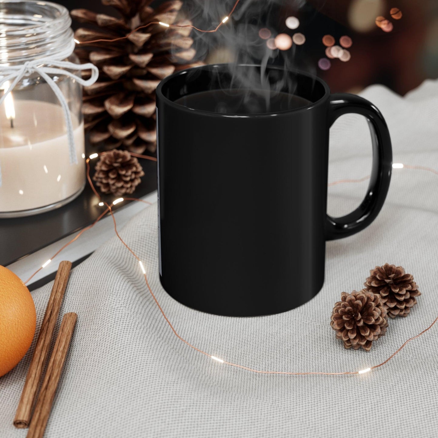 B&W Vintage-Inspired, 11oz Black Mug (For the Left Handed!)