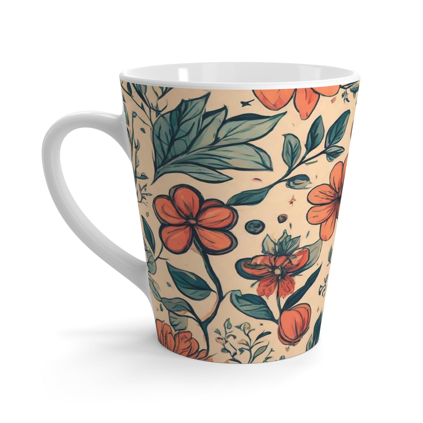 "Fancy Floral" Latte Mug, 12oz