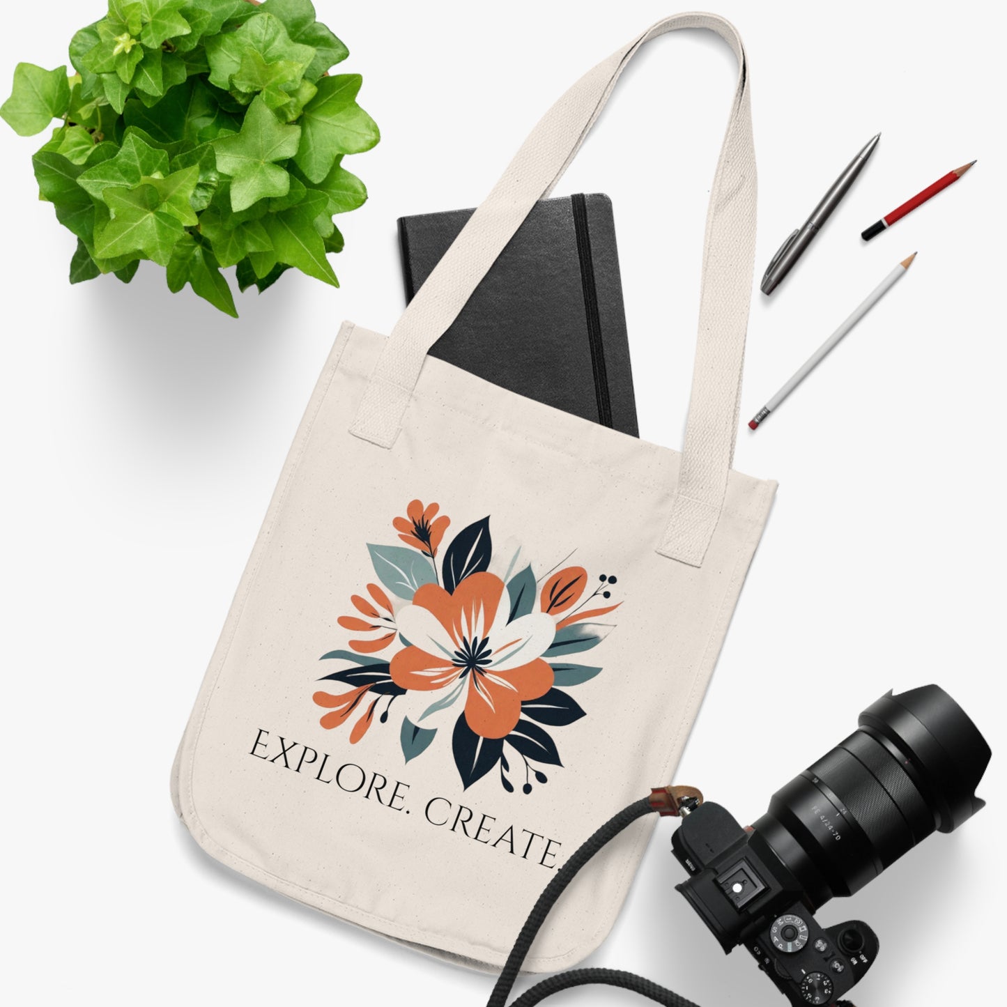 "Boho Blossoms" Organic Canvas Tote Bag